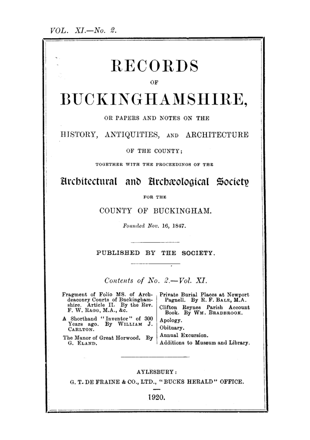 Records Buckinghamshire
