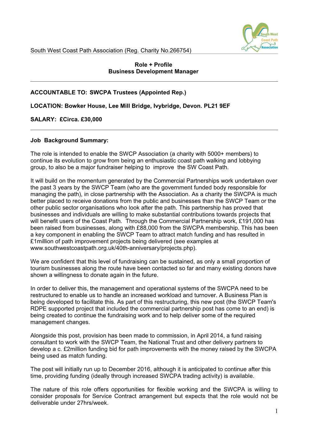 Appendix 2 Example Role Profile