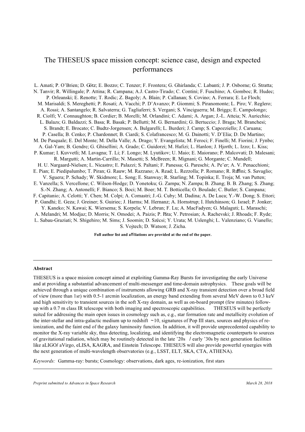 The THESEUS Space Mission Concept: Science Case, Design and Expected Performances