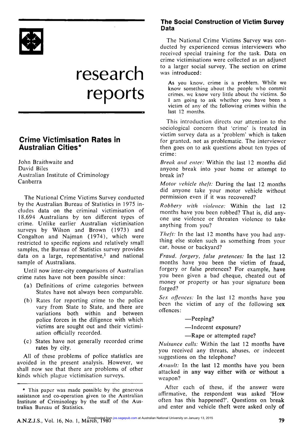 Crime Victimisation Rates in Australian Cities