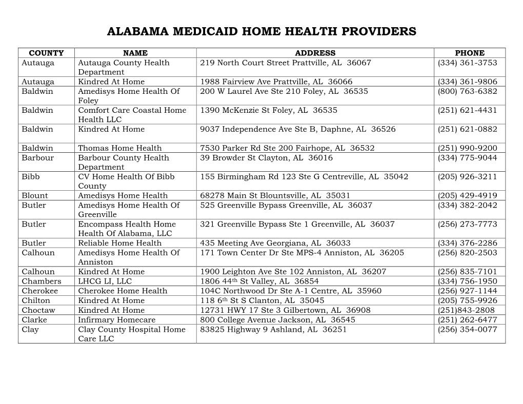 Alabama Medicaid Home Health Providers