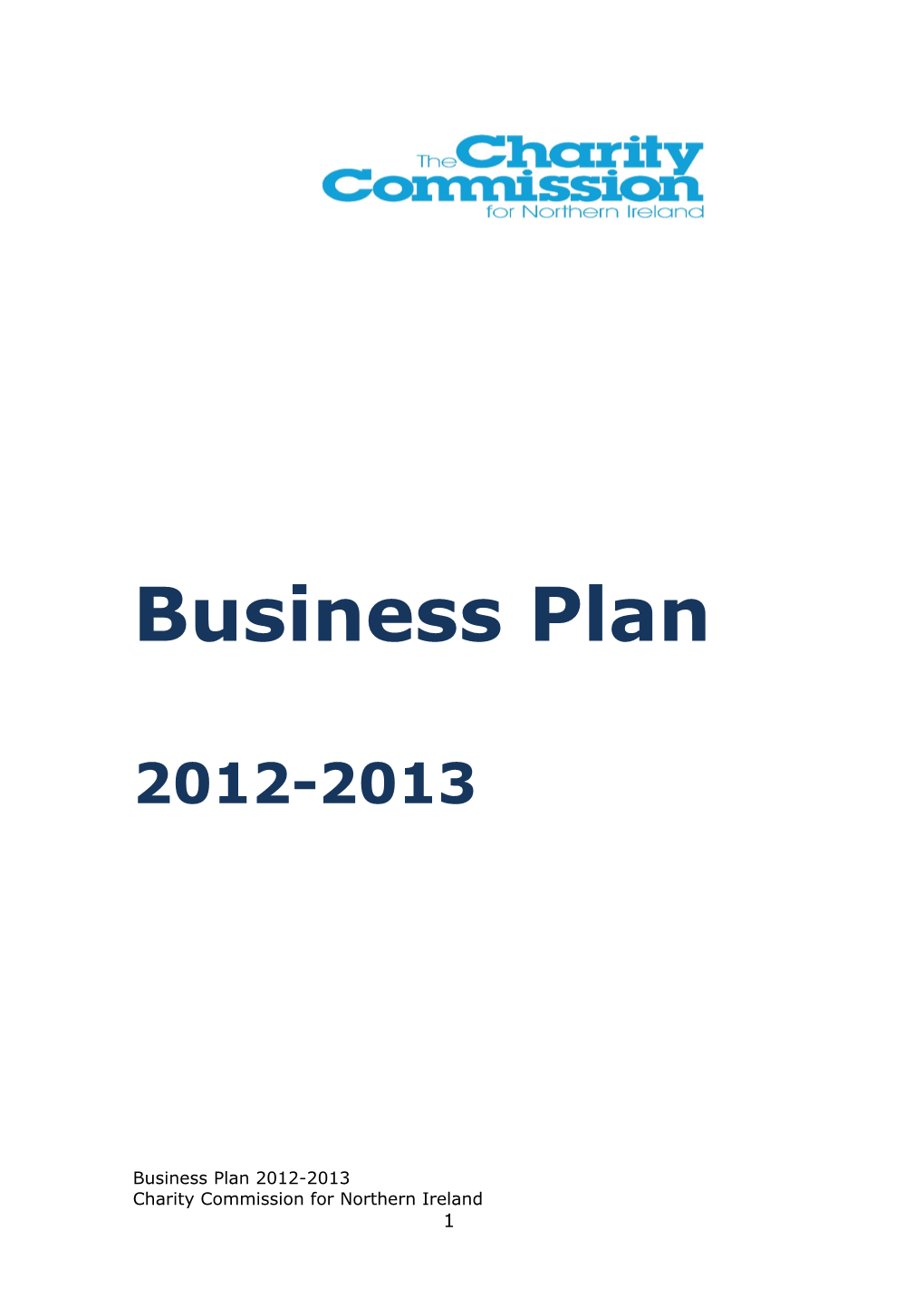 Charity Commission for Northern Ireland Business Plan 2012-2013