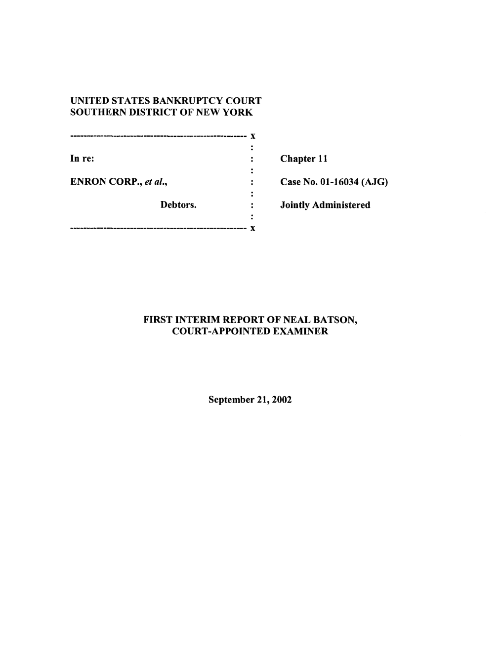 Page 1 UNITED STATES BANKRUPTCY COURT