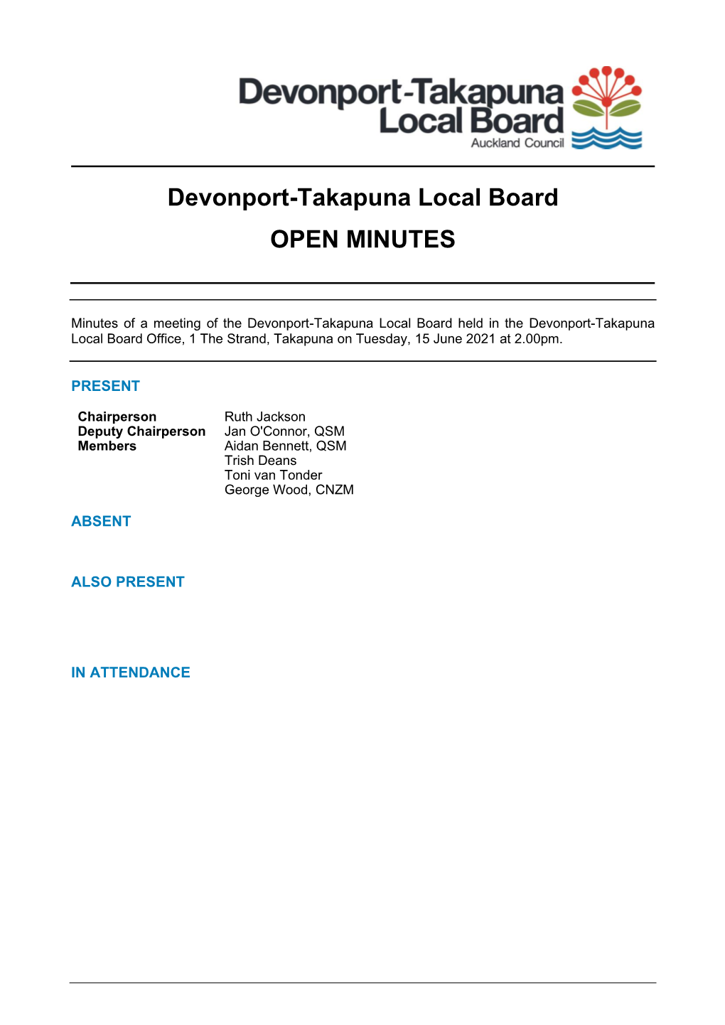 Minutes of Devonport-Takapuna Local Board