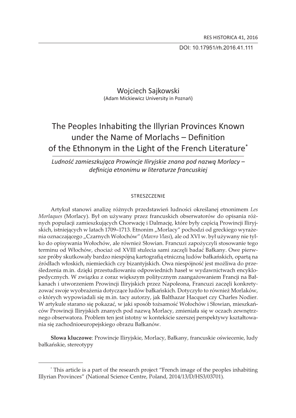 The Peoples Inhabiting the Illyrian Provinces Known Under the Name