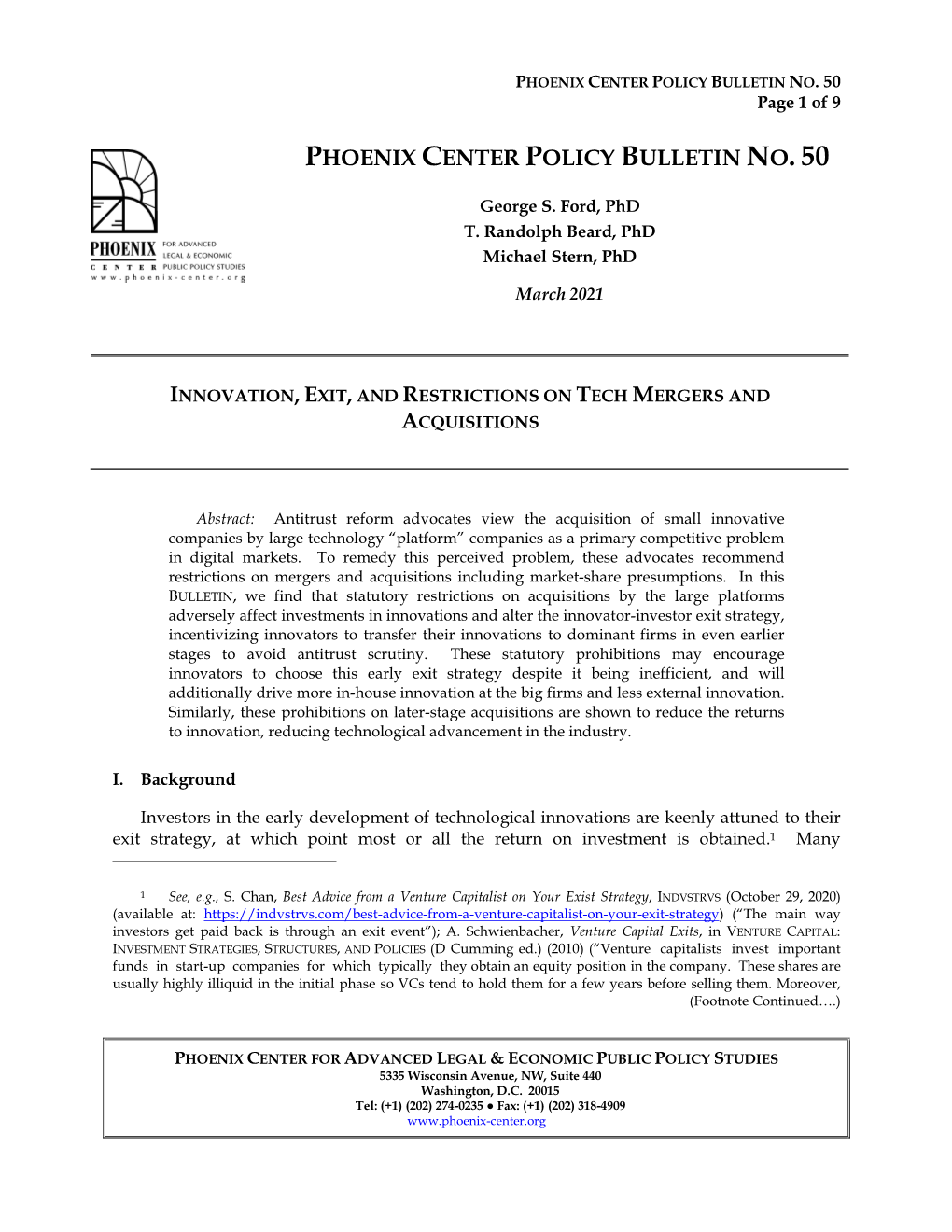 PHOENIX CENTER POLICY BULLETIN NO. 50 Page 1 of 9