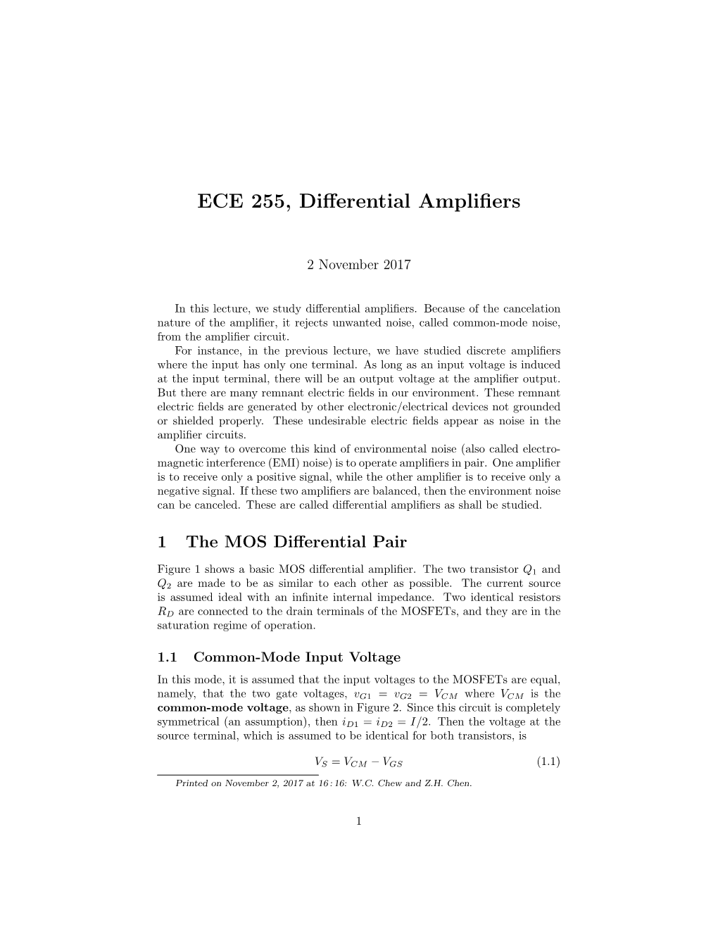 ECE 255, Differential Amplifiers