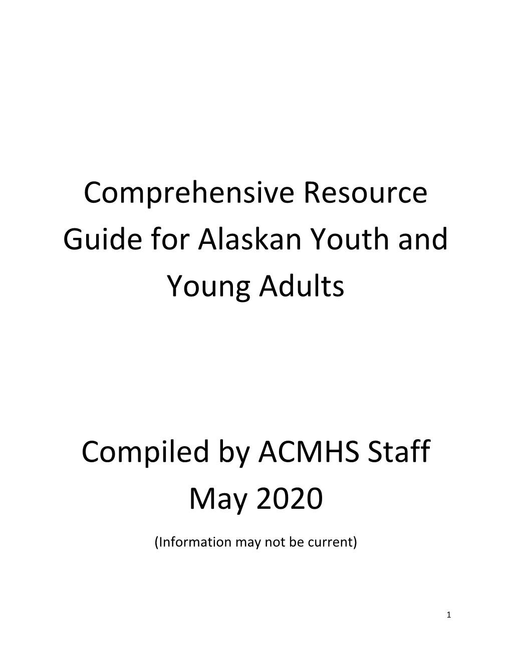 Comprehensive Resource Guide for Alaskan Youth and Young Adults