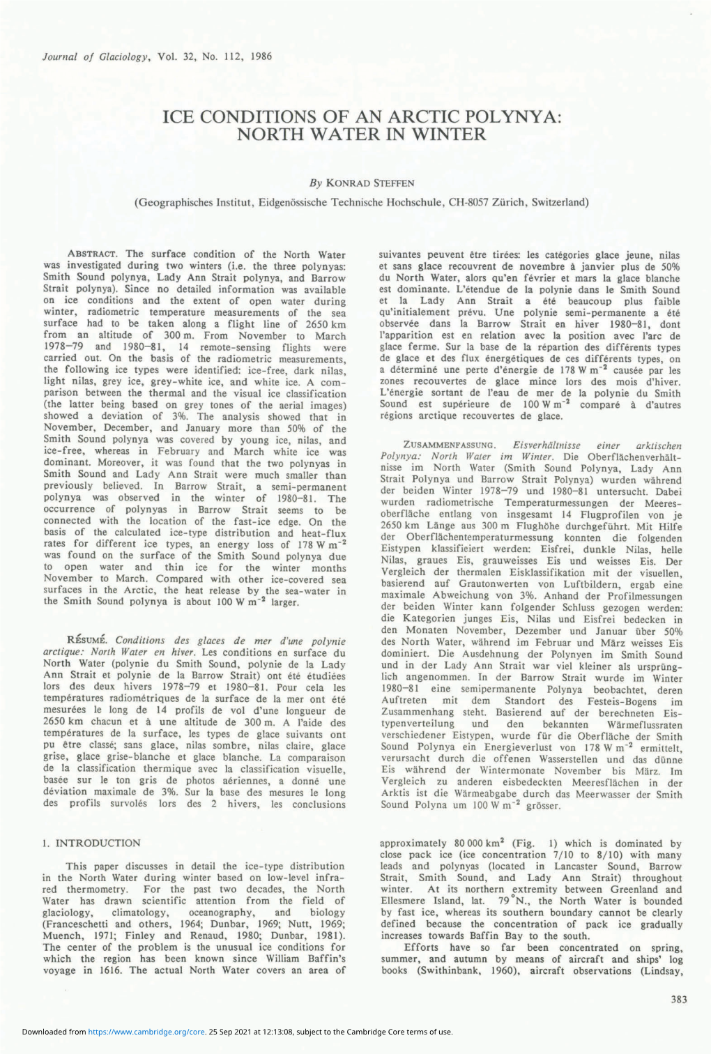 Ice Conditions of an Arctic Polynya: North Water in Winter