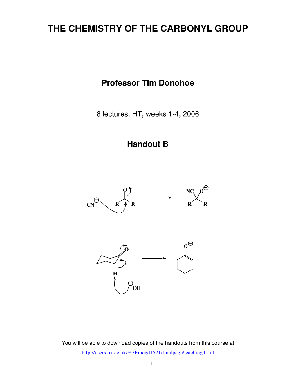 The Chemistry of the Carbonyl Group