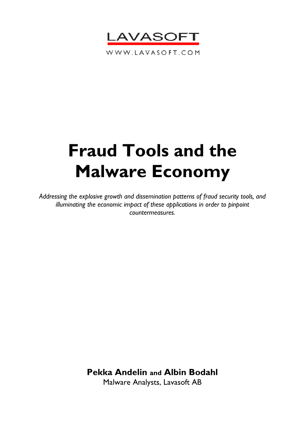 Fraud Tools and the Malware Economy