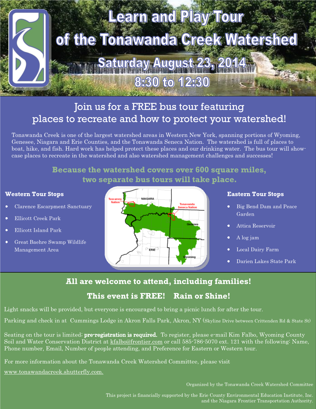 Join Us for a FREE Bus Tour Featuring Places to Recreate and How to Protect Your Watershed!
