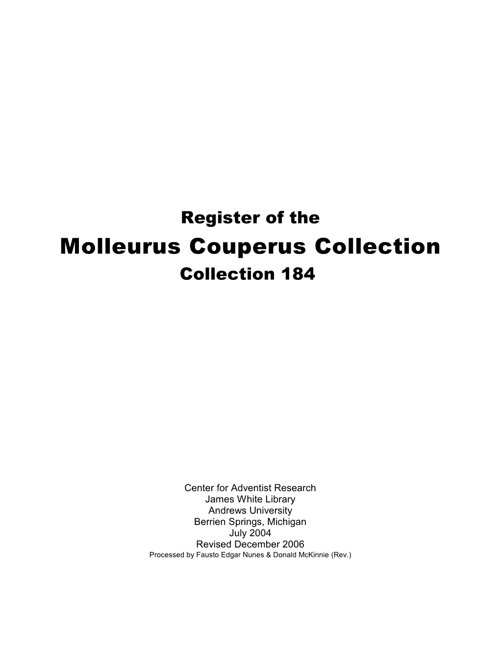 Molleurus Couperus Collection Collection 184