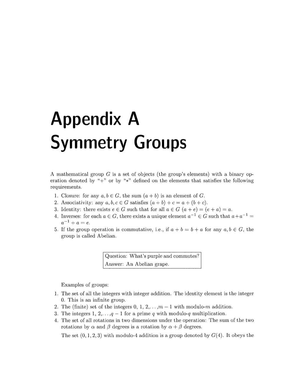 Appendix a Symmetry Groups