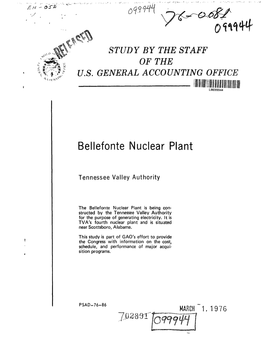 PSAD-76-86 Bellefonte Nuclear Plant