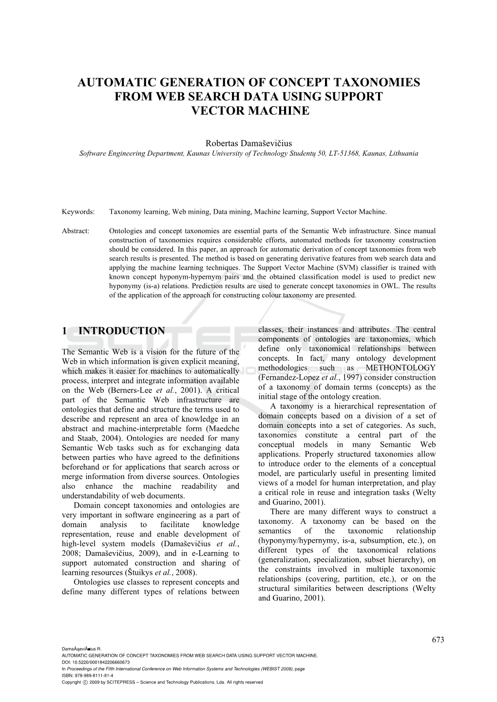 Automatic Generation of Concept Taxonomies from Web Search Data Using Support Vector Machine