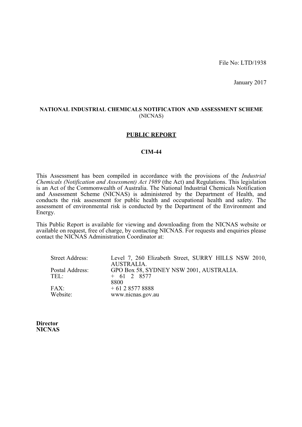 National Industrial Chemicals Notification and Assessment Scheme s42