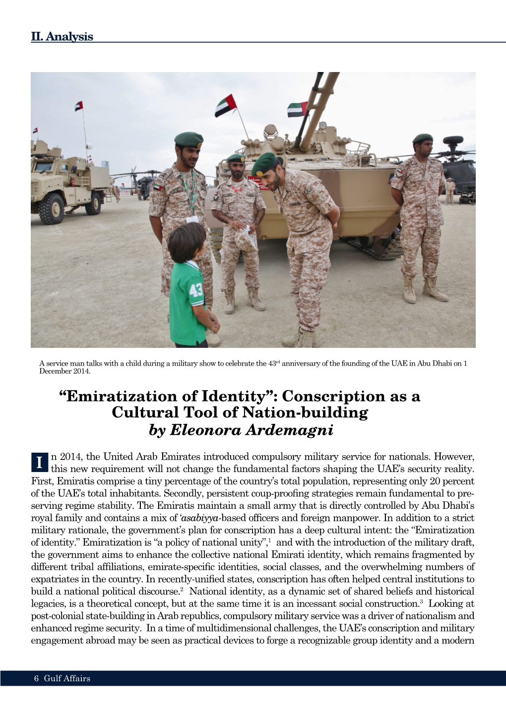 “Emiratization of Identity”: Conscription As a Cultural Tool of Nation-Building by Eleonora Ardemagni