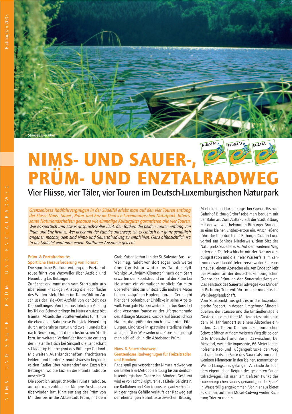 NIMS- UND SAUER-, PRÜM- UND ENZTALRADWEG Vier Flüsse, Vier Täler, Vier Touren Im Deutsch-Luxemburgischen Naturpark