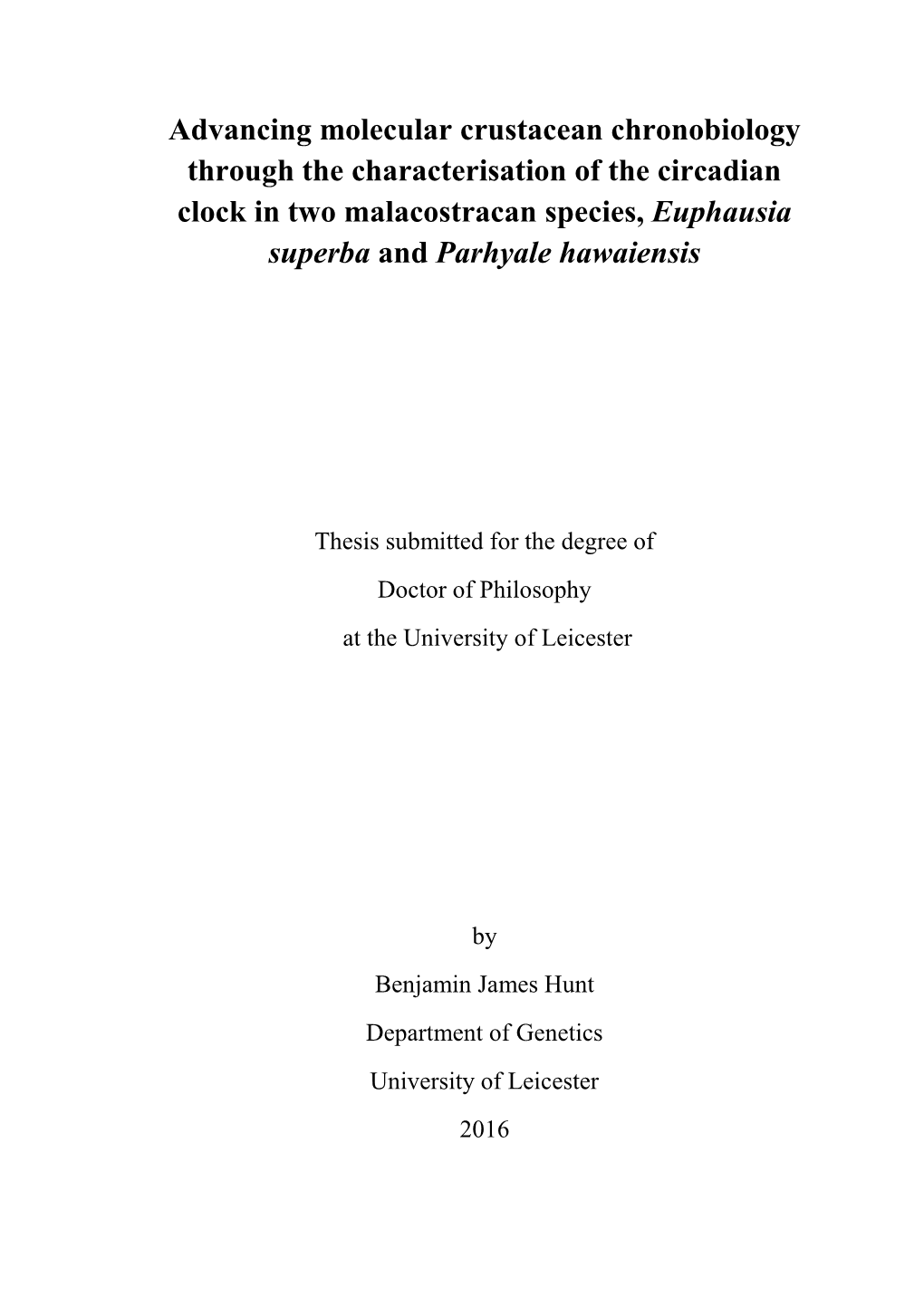 Advancing Molecular Crustacean Chronobiology Through The