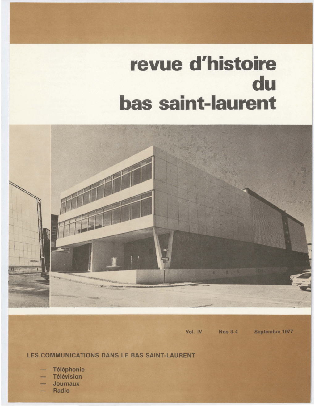 Revue D'histoire Du Bas Saint-Laurent