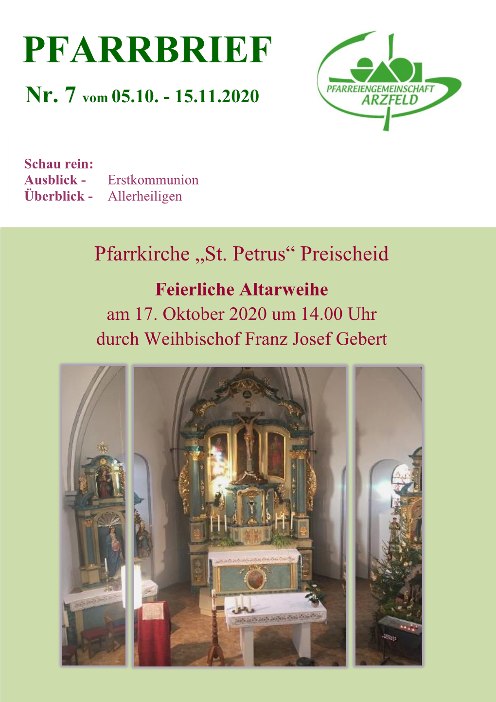 Pfarrbrief Mit Seiner Gottesdienstordnung