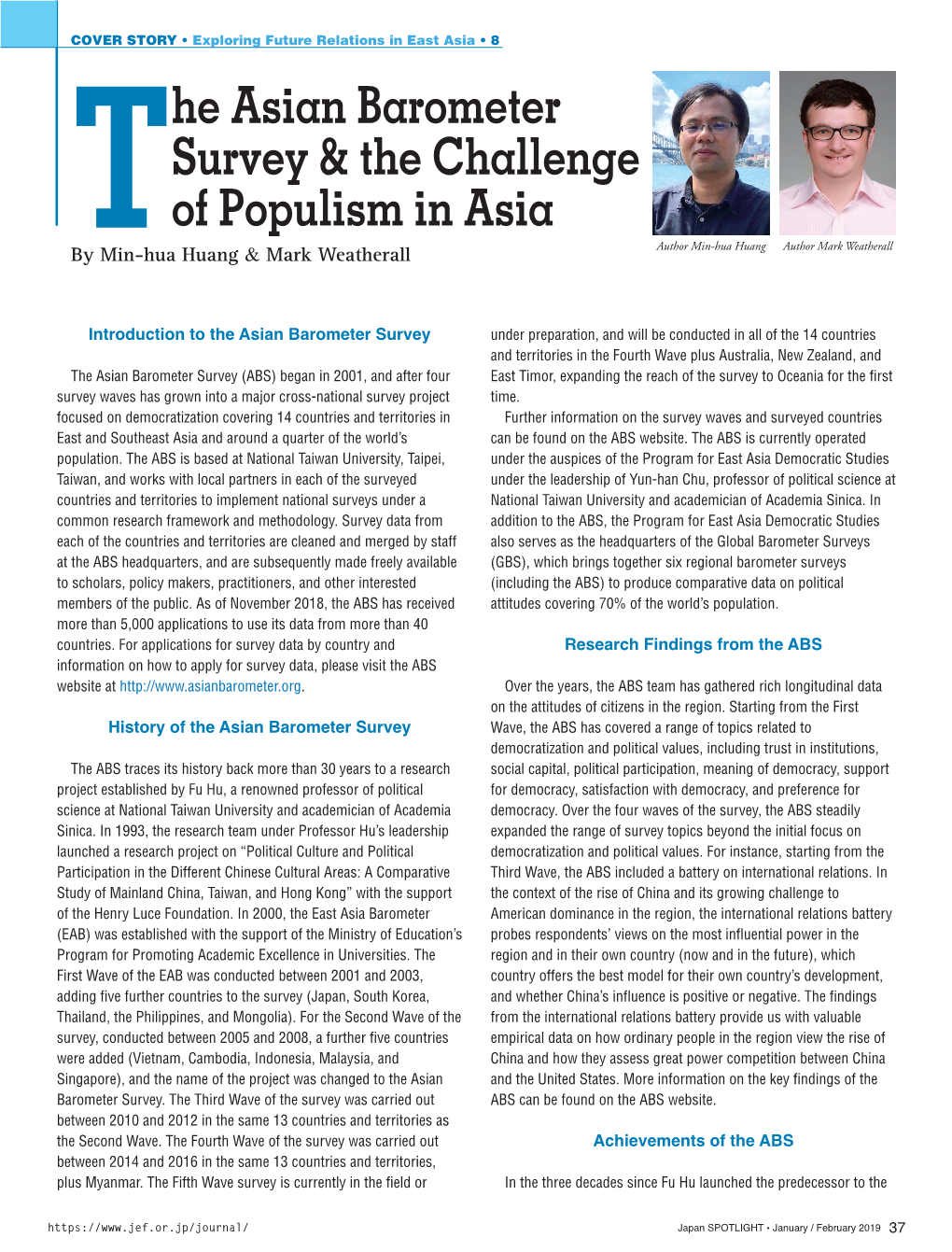 He Asian Barometer Survey & the Challenge of Populism in Asia