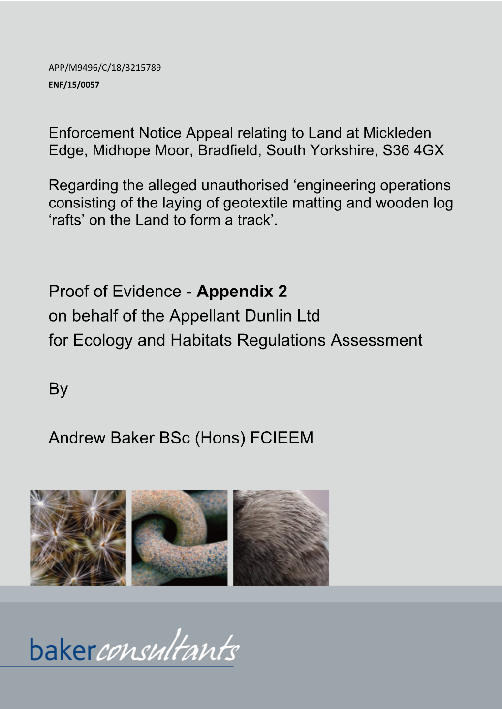 Proof of Evidence - Appendix 2 on Behalf of the Appellant Dunlin Ltd for Ecology and Habitats Regulations Assessment