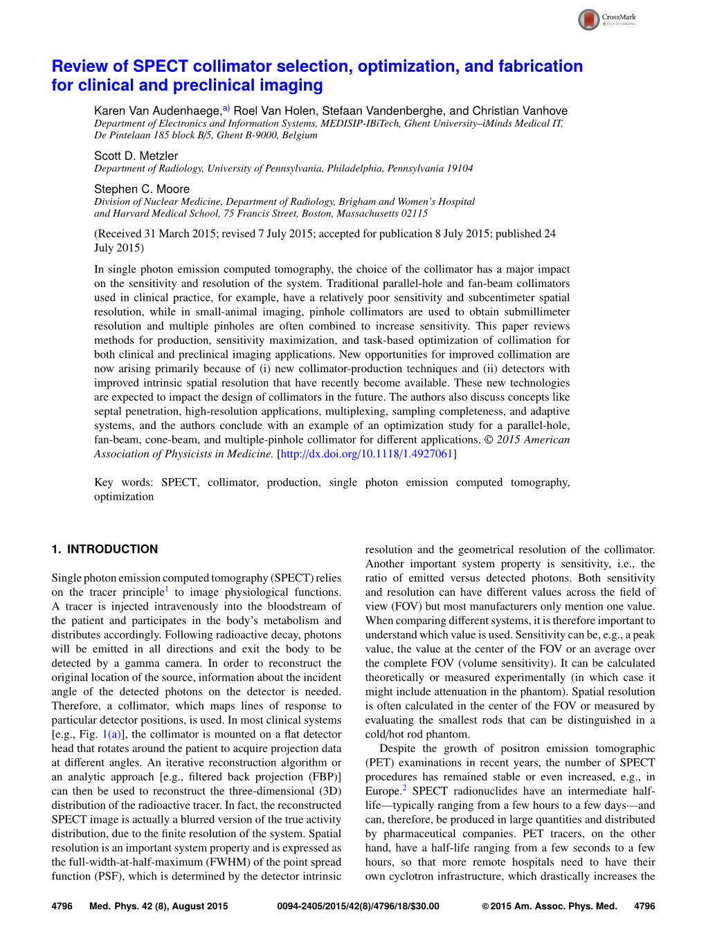 Review of SPECT Collimator Selection, Optimization, And