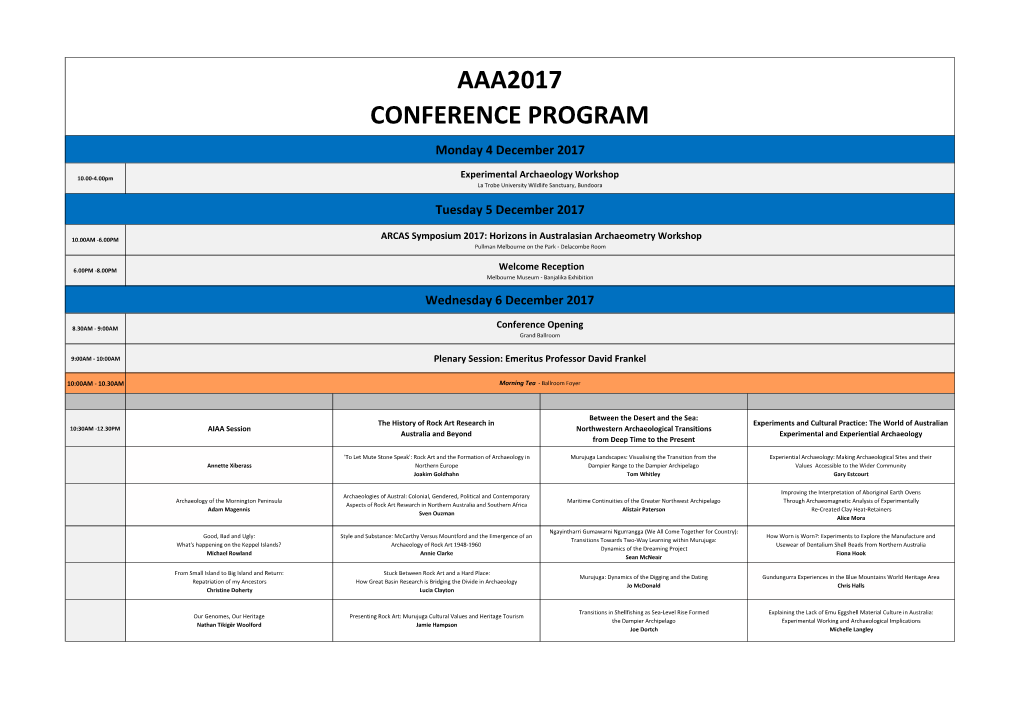 AAA2017 Conference Program 2Nd November