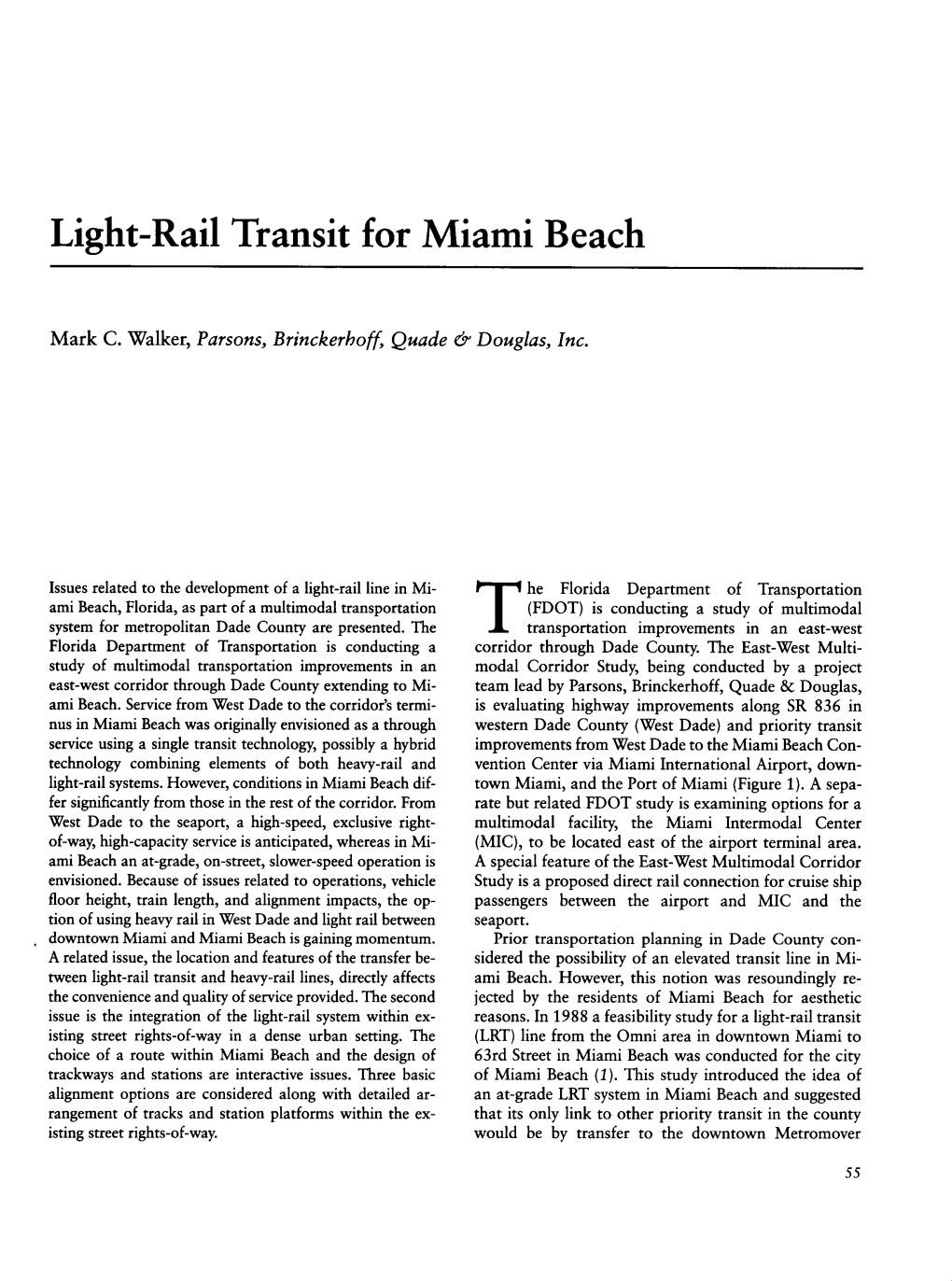 Light-Rail Transit for Miami Beach