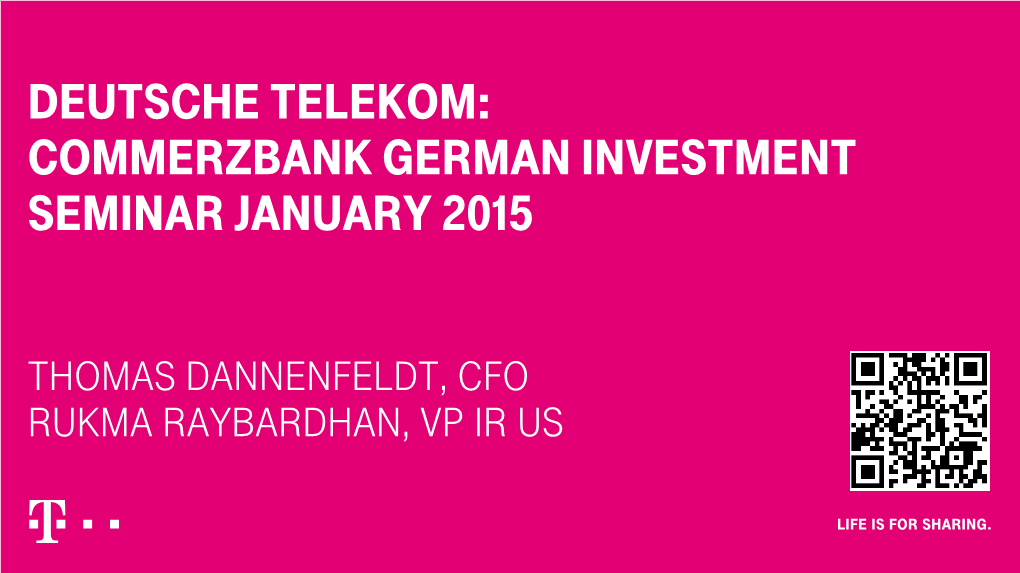 Commerzbank German Investment Seminar January 2015