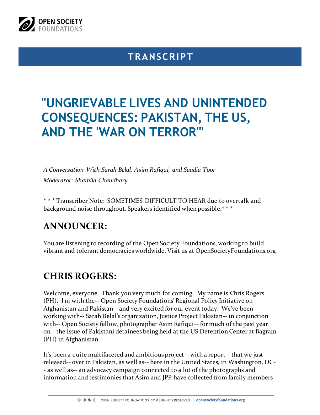 "Ungrievable Lives and Unintended Consequences: Pakistan, the Us, and the 'War on Terror'"