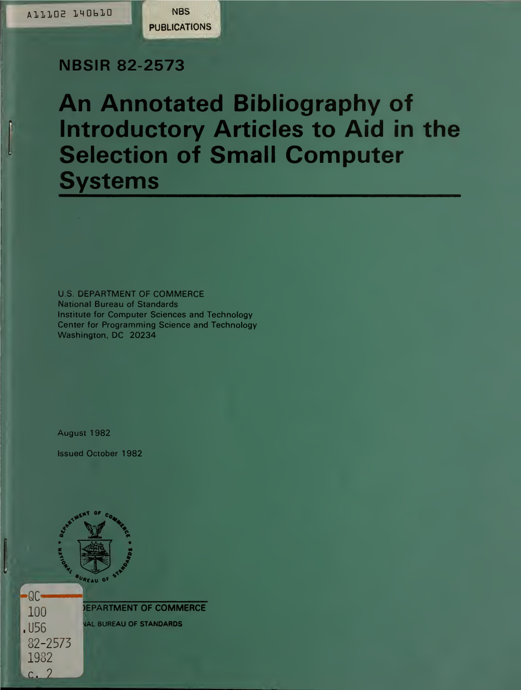 An Annotated Bibliography of Introductory Articles to Aid in the Selection of Small Computer Systems