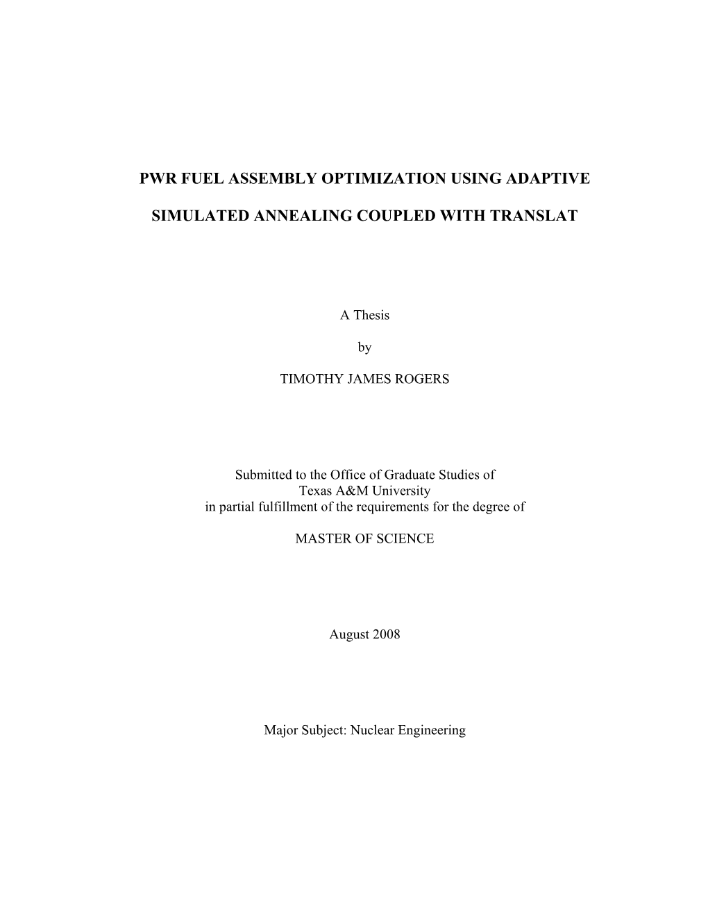 PWR Fuel Assembly Optimization Using Adaptive Simulated Annealing