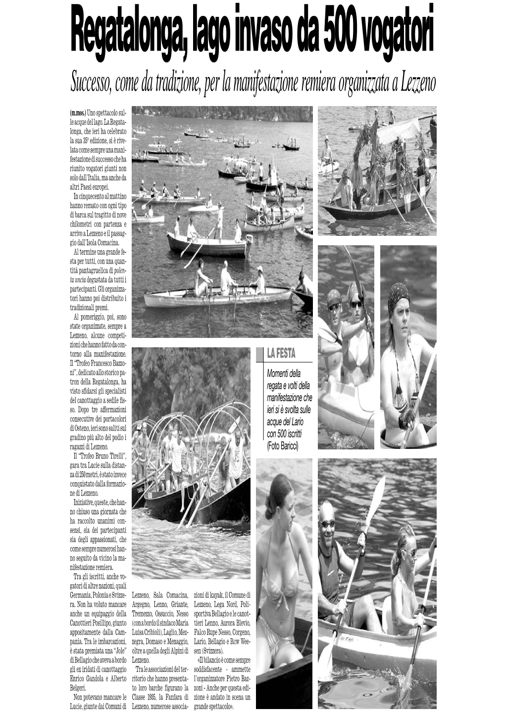 Regatalonga, Lago Invaso Da 500 Vogatori Successo, Come Da Tradizione, Per La Manifestazione Remiera Organizzata a Lezzeno
