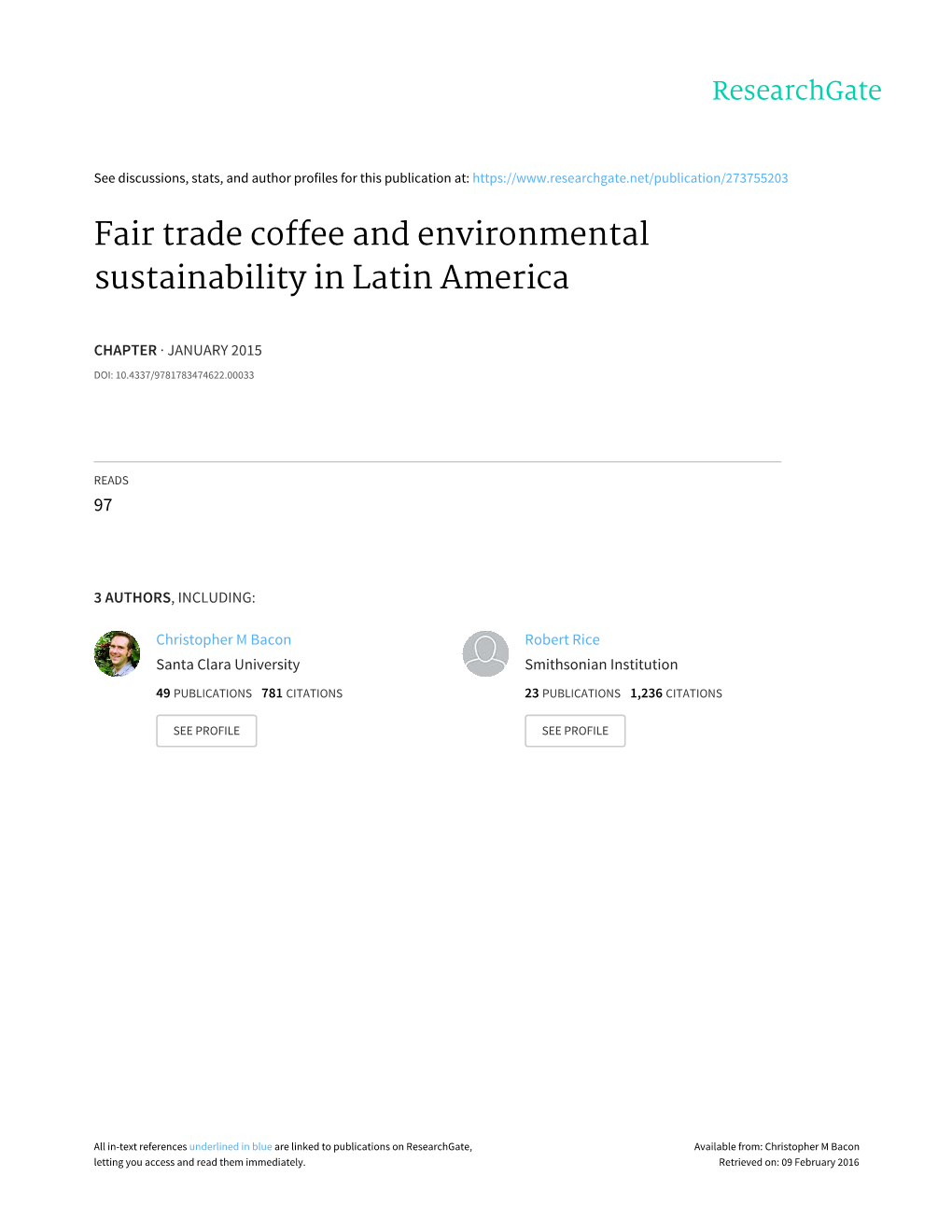 Fair Trade Coffee and Environmental Sustainability in Latin America