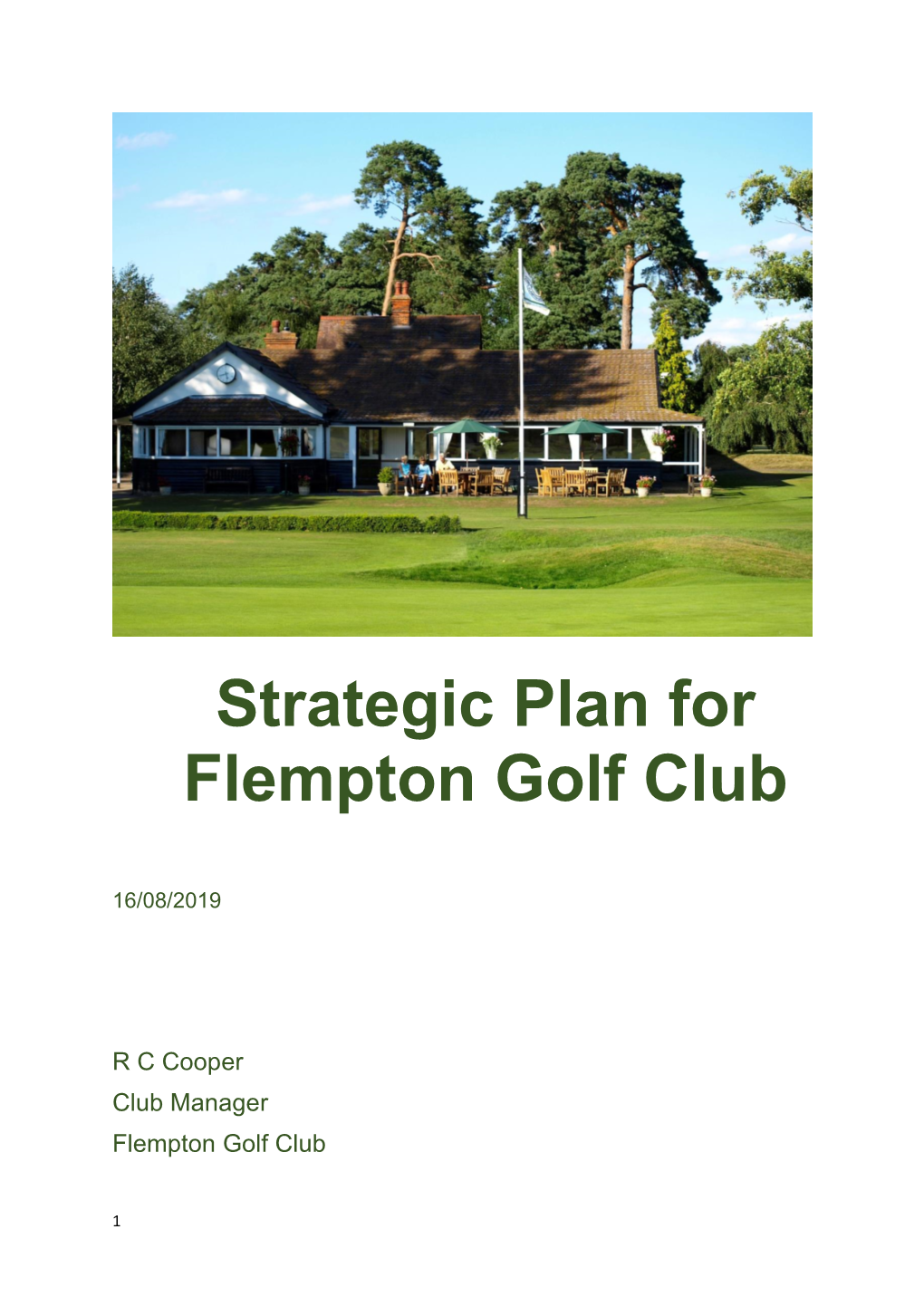 Strategic Plan for Flempton Golf Club