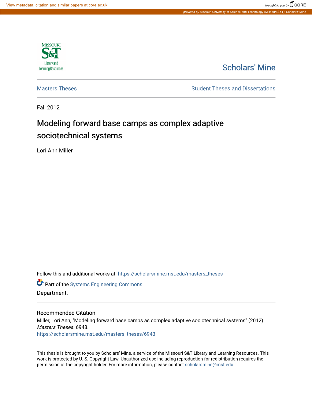 Modeling Forward Base Camps As Complex Adaptive Sociotechnical Systems