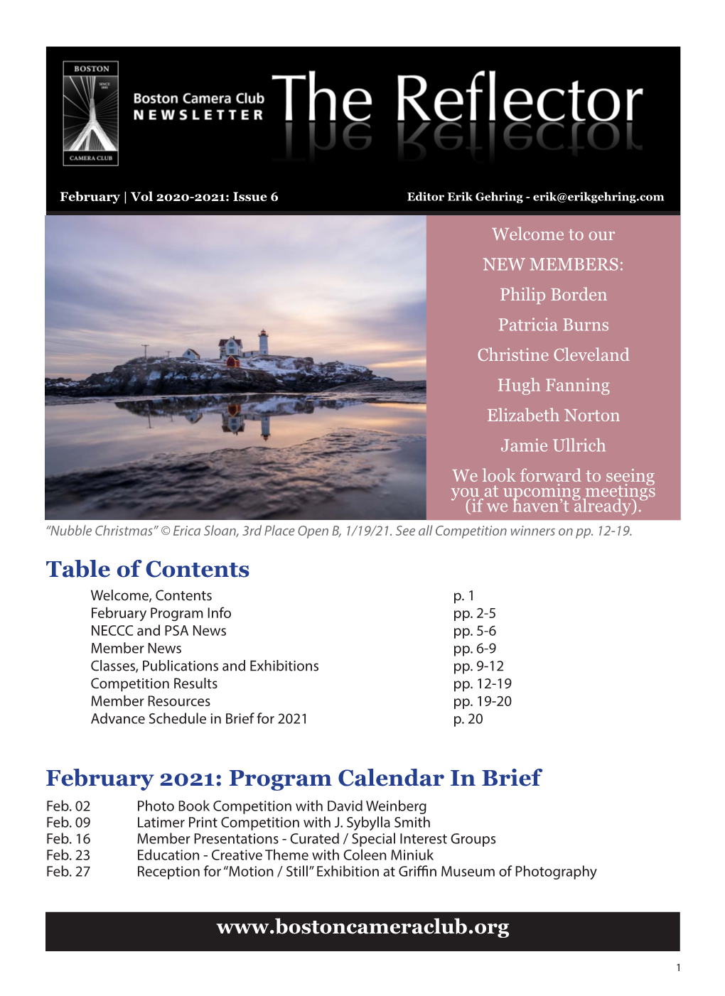Table of Contents February 2021: Program