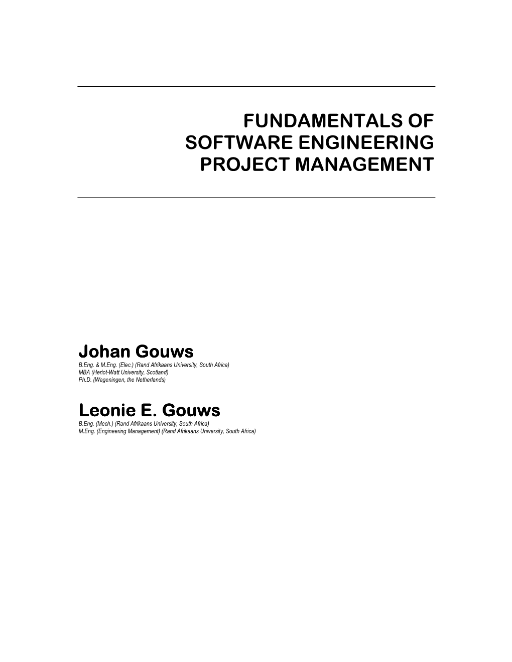 Fundamentals of Software Engineering Project Management