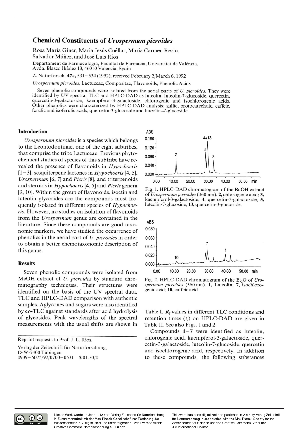 Chemical Constituents of Urospermum Picroides