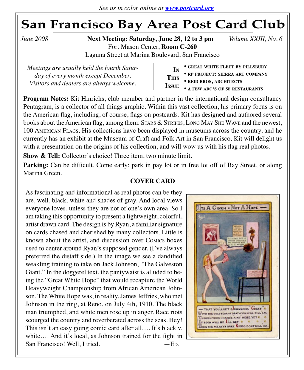 SFBAPCC June 2008 Postcard Newsletter