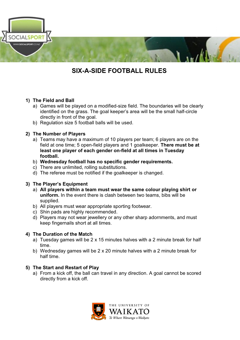 Six-A-Side Football Rules