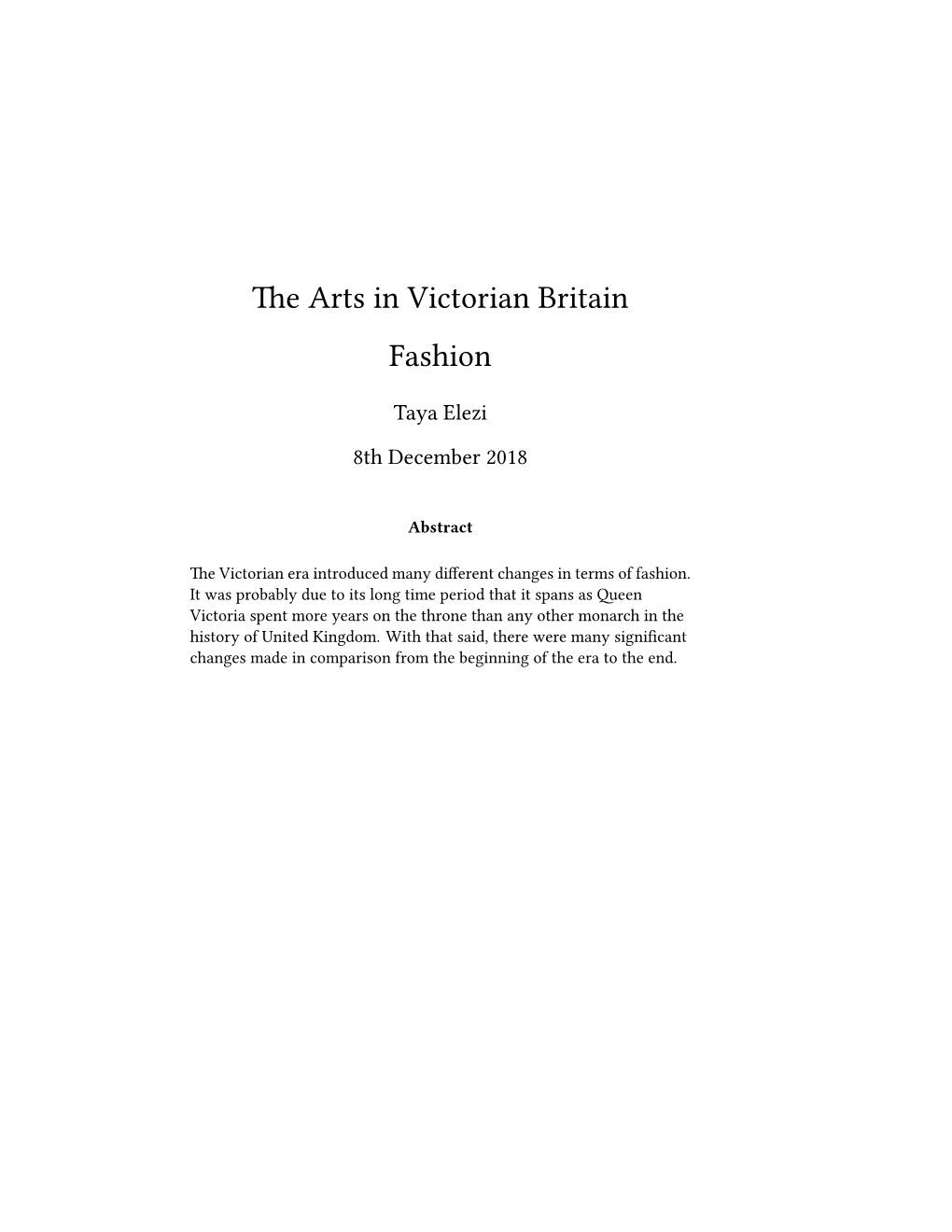 The Arts in Victorian Britain Fashion