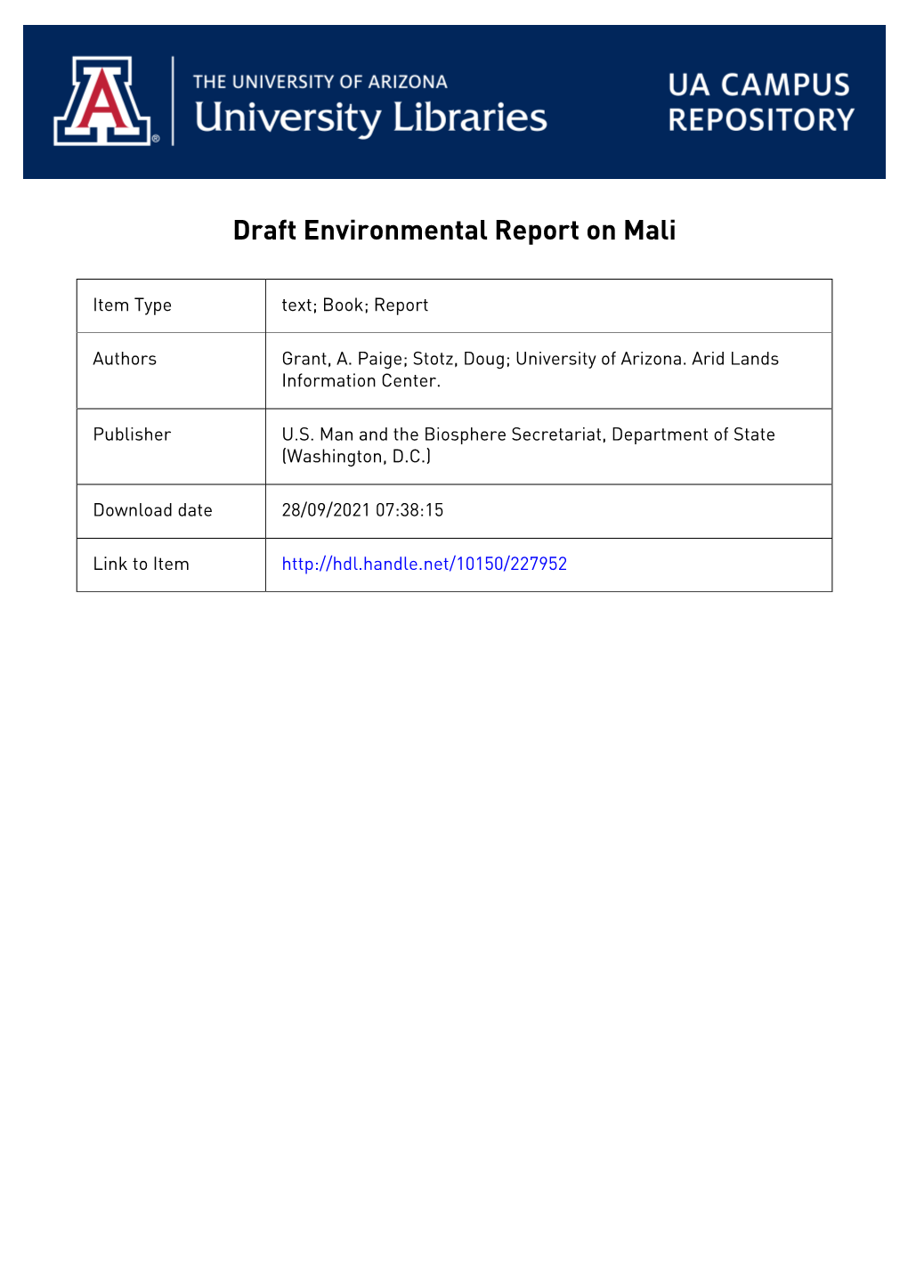 Environmental Profile