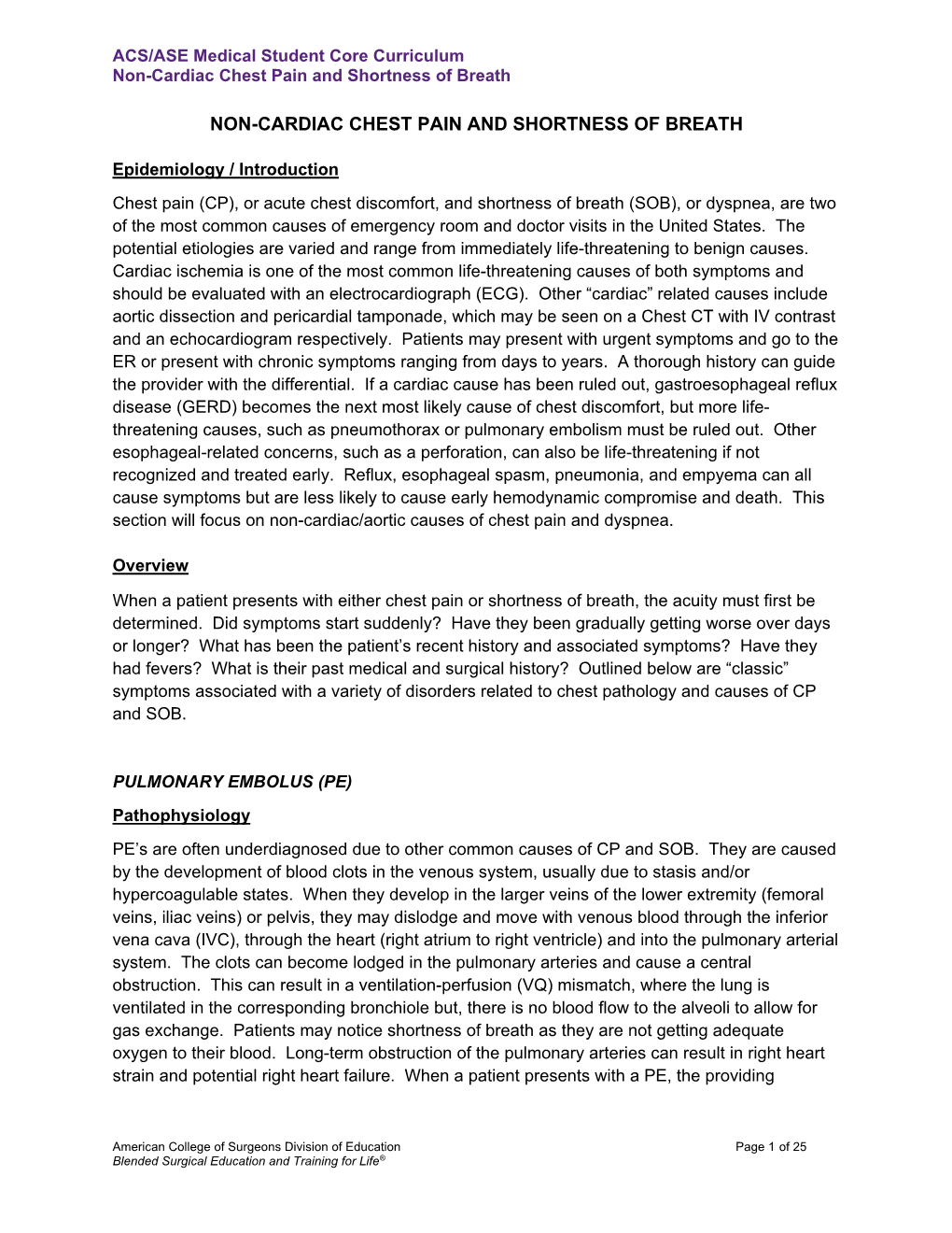 Non-Cardiac Chest Pain and Shortness of Breath