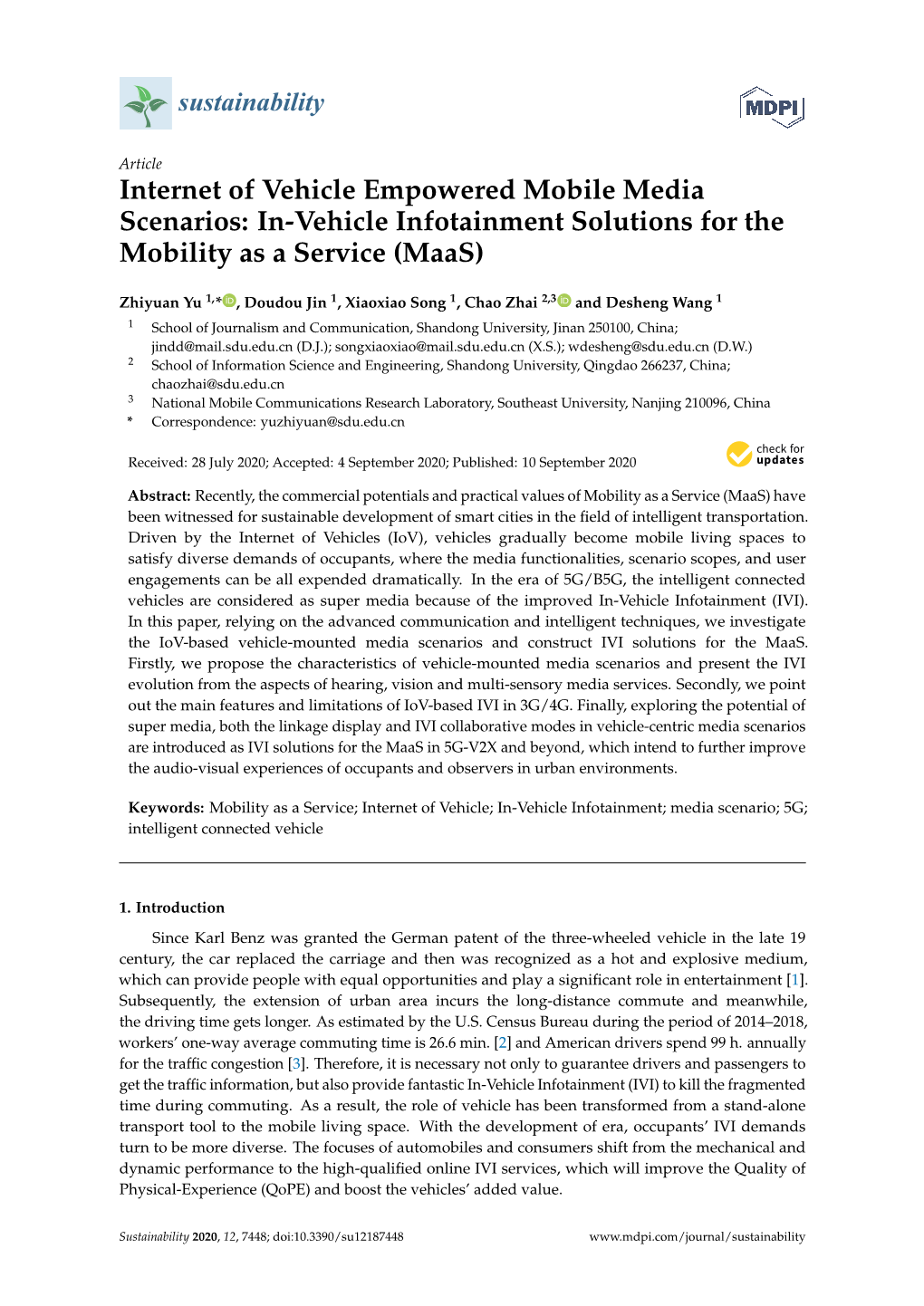 In-Vehicle Infotainment Solutions for the Mobility As a Service (Maas)