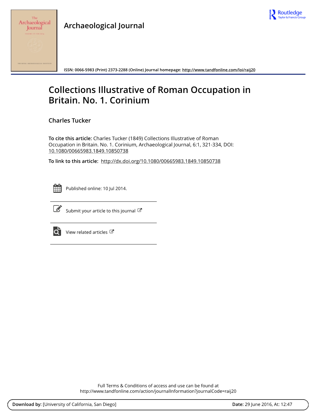 Collections Illustrative of Roman Occupation in Britain. No. 1. Corinium