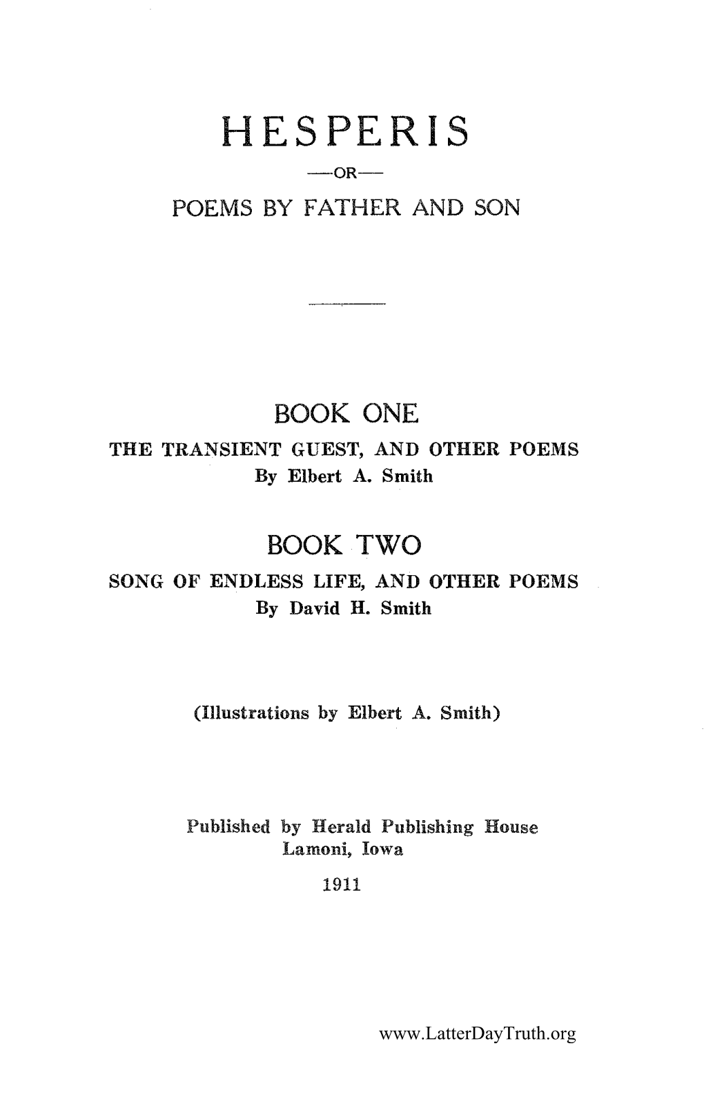 Hesperis Or, Poems by Father and Son, 1911